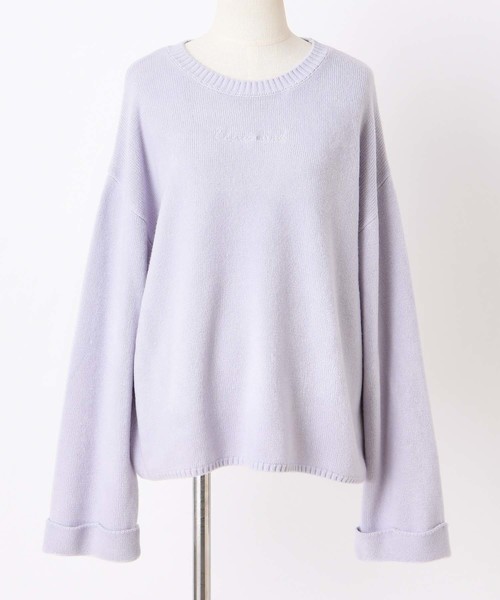 one after another NICE CLAUP（ワンアフターアナザーナイスクラップ）の「ロゴ刺繍ニットプルオーバー（ニット/セーター・レディース・アイボリー/ブラック/ベージュ/ラベンダー/ピンク・FREE）」の4枚目の写真