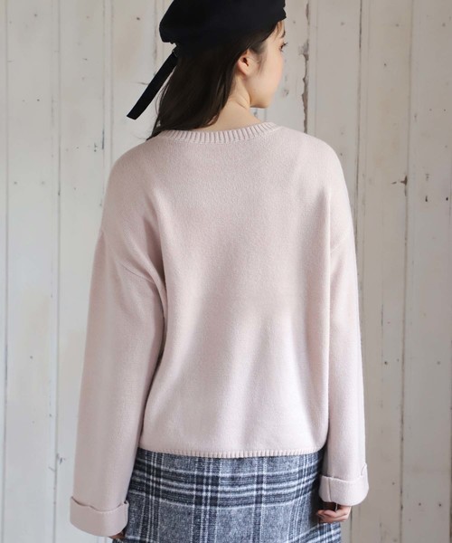 one after another NICE CLAUP（ワンアフターアナザーナイスクラップ）の「ロゴ刺繍ニットプルオーバー（ニット/セーター・レディース・アイボリー/ブラック/ベージュ/ラベンダー/ピンク・FREE）」の12枚目の写真