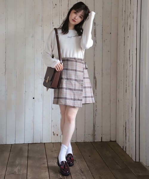 one after another NICE CLAUP（ワンアフターアナザーナイスクラップ）の「ロゴ刺繍ニットプルオーバー（ニット/セーター・レディース・アイボリー/ブラック/ベージュ/ラベンダー/ピンク・FREE）」の18枚目の写真