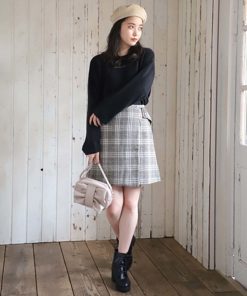 one after another NICE CLAUP（ワンアフターアナザーナイスクラップ）の「ロゴ刺繍ニットプルオーバー（ニット/セーター・レディース・アイボリー/ブラック/ベージュ/ラベンダー/ピンク・FREE）」の15枚目の写真