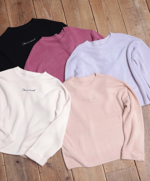 one after another NICE CLAUP（ワンアフターアナザーナイスクラップ）の「ロゴ刺繍ニットプルオーバー（ニット/セーター・レディース・アイボリー/ブラック/ベージュ/ラベンダー/ピンク・FREE）」の21枚目の写真