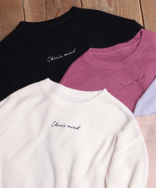 one after another NICE CLAUP（ワンアフターアナザーナイスクラップ）の「ロゴ刺繍ニットプルオーバー（ニット/セーター・レディース・アイボリー/ブラック/ベージュ/ラベンダー/ピンク・FREE）」の19枚目の写真