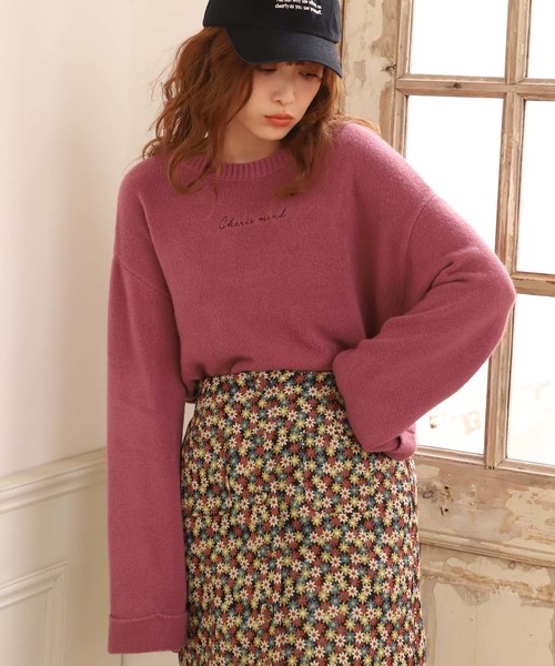 one after another NICE CLAUP（ワンアフターアナザーナイスクラップ）の「ロゴ刺繍ニットプルオーバー（ニット/セーター・レディース・アイボリー/ブラック/ベージュ/ラベンダー/ピンク・FREE）」の22枚目の写真