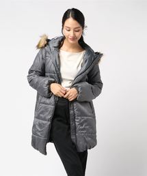 エコファーフード付き2Wayコクーンシルエット中綿エコダウンコート＊レディース/ロング丈/アウター[K750]神戸レタス