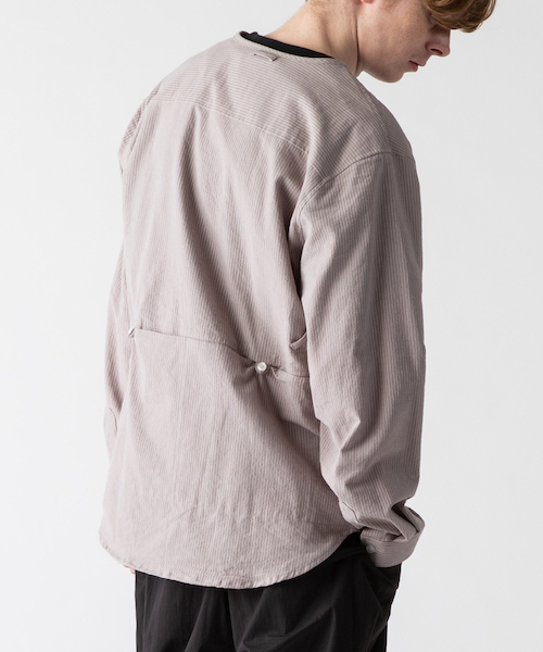 rehacer（レアセル）の「rehacer : No-collar Stripe Shirt Jacket