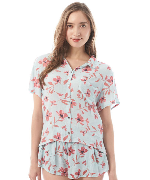 BILLABONG（ビラボン）の「BILLABONG レディース  ROLL CALL 半袖シャツ/ビラボン  総柄（シャツ/ブラウス・レディース・ライトブルー/マスタード・SMALL）」の3枚目の写真