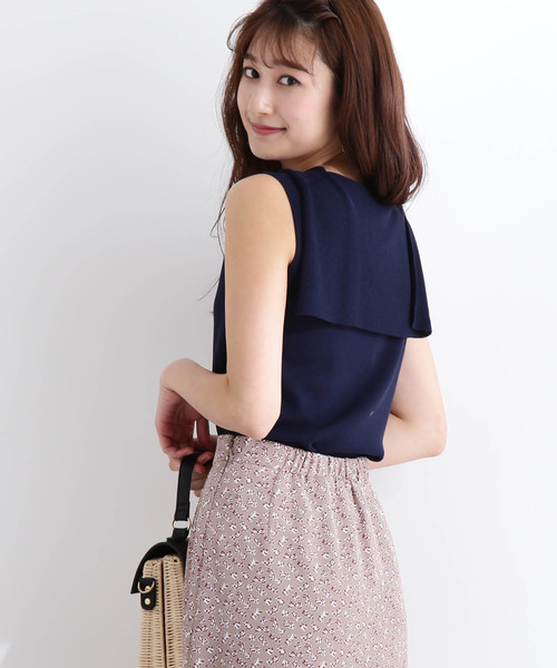 N.(N. Natural Beauty Basic)(エヌエヌナチュラルビューティーベーシック)の「セーラーカラーニット(ニット/セーター・レディース・ホワイト/ネイビー/グリーン・MEDIUM)」の3枚目の写真