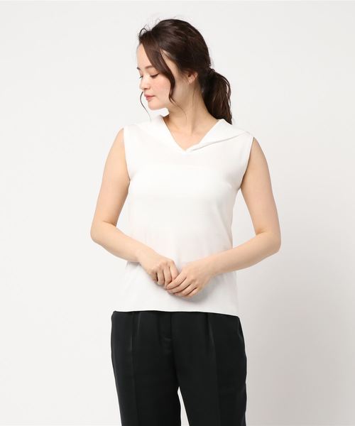 N.(N. Natural Beauty Basic)(エヌエヌナチュラルビューティーベーシック)の「セーラーカラーニット(ニット/セーター・レディース・ホワイト/ネイビー/グリーン・MEDIUM)」の8枚目の写真