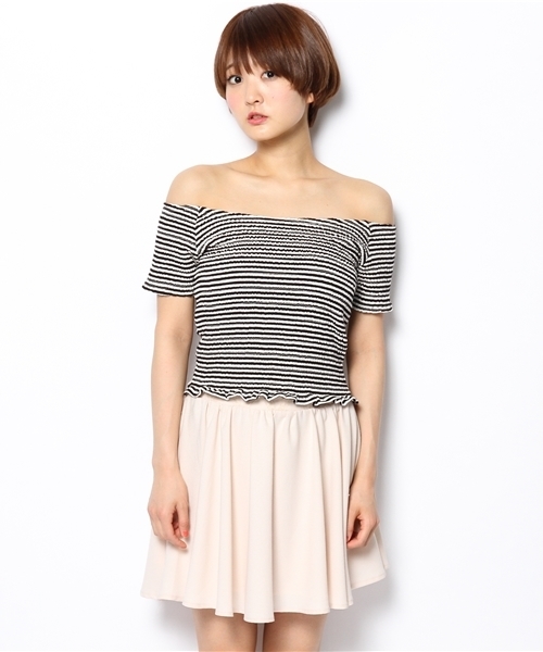 WEGO（ウィゴー）の「WEGO/ボーダーオフショルダーTシャツ（Tシャツ/カットソー・レディース・ブラック/ブルー/トリコロール/その他1/レッド・FREE）」の7枚目の写真