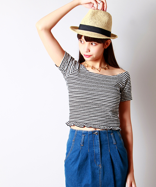 WEGO（ウィゴー）の「WEGO/ボーダーオフショルダーTシャツ（Tシャツ/カットソー・レディース・ブラック/ブルー/トリコロール/その他1/レッド・FREE）」の18枚目の写真