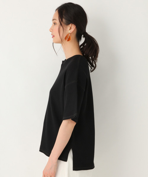 GLOBAL WORK（グローバルワーク）の「ワッフルキーネック半袖/834726（Tシャツ/カットソー・レディース・ブラック/オフホワイト/その他/キャメル・MEDIUM/LARGE）」の9枚目の写真