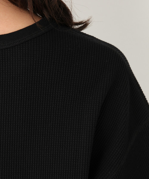 GLOBAL WORK（グローバルワーク）の「ワッフルキーネック半袖/834726（Tシャツ/カットソー・レディース・ブラック/オフホワイト/その他/キャメル・MEDIUM/LARGE）」の15枚目の写真