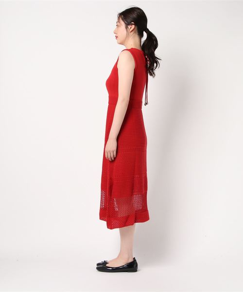ラッピンノット WRAPINKNOT ジャガードクルーネックワンピース 総柄 緑 ラッピンノット WRAPINKNOT ジャガードクルーネックワンピース
