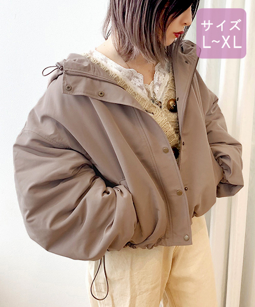 apres jour（アプレジュール）の「【大きいサイズ】ボアライナー付き袖ボリューム2WAYマウンテンパーカー【ZOZOTOWN限定アイテム】19AW★（マウンテンパーカー・レディース・ブラック/ベージュ/アイボリー/モカ・X-LARGE）」の6枚目の写真