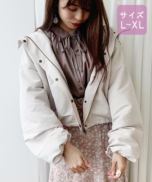 apres jour（アプレジュール）の「【大きいサイズ】ボアライナー付き袖ボリューム2WAYマウンテンパーカー【ZOZOTOWN限定アイテム】19AW★（マウンテンパーカー・レディース・ブラック/ベージュ/アイボリー/モカ・X-LARGE）」の14枚目の写真