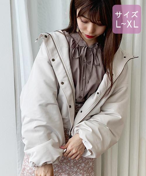 apres jour（アプレジュール）の「【大きいサイズ】ボアライナー付き袖ボリューム2WAYマウンテンパーカー【ZOZOTOWN限定アイテム】19AW★（マウンテンパーカー・レディース・ブラック/ベージュ/アイボリー/モカ・X-LARGE）」の16枚目の写真