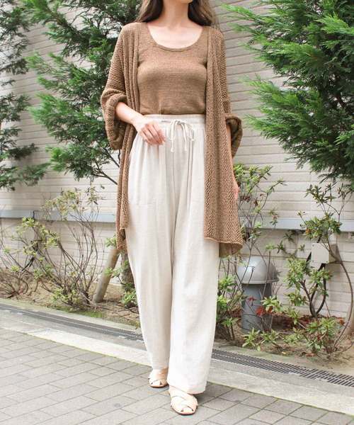 MODE ROBE（モードローブ）の「ニットキャミ＆カーデセット（タンクトップ・レディース・アイボリー/ブラック/ベージュ/ブラウン・FREE）」の9枚目の写真