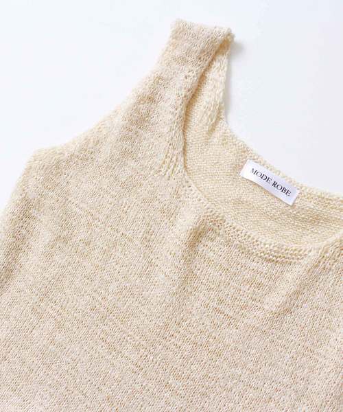 MODE ROBE（モードローブ）の「ニットキャミ＆カーデセット（タンクトップ・レディース・アイボリー/ブラック/ベージュ/ブラウン・FREE）」の10枚目の写真