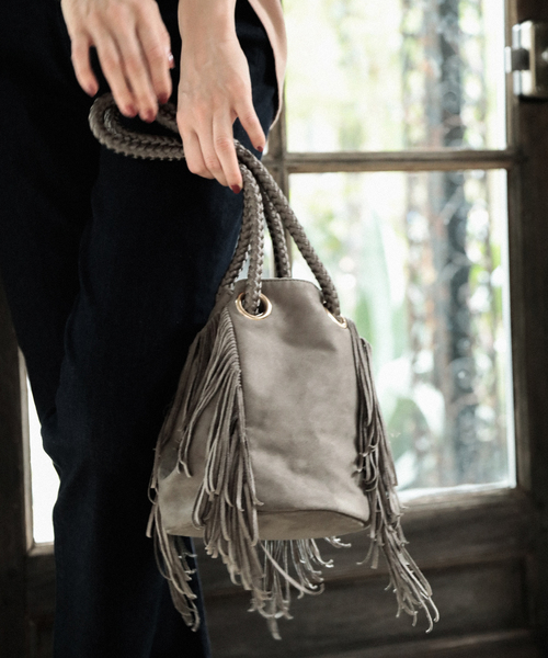 BAYFLOW（ベイフロー）の「サイドフリンジバッグ（ハンドバッグ・レディース・ブラウン/チャコール/ベージュ・FREE）」の3枚目の写真