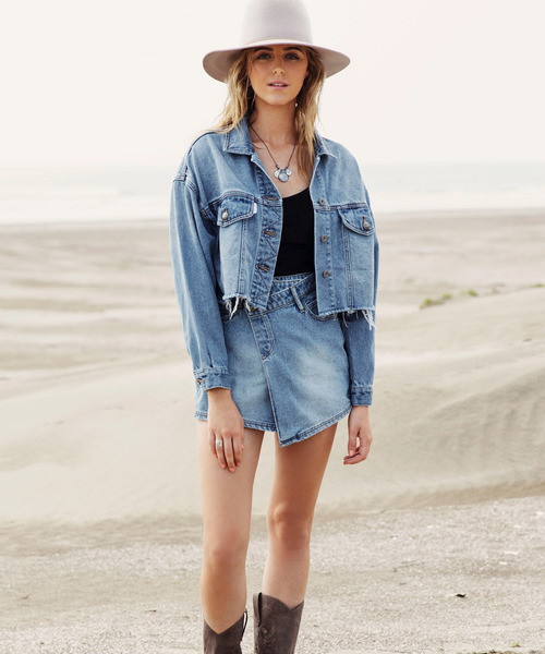 ALEXIA STAM（アリシアスタン）の「Cropped Color Denim Jacket/クロップドカラーデニムジャケット（デニムジャケット・レディース・アイボリー/ベージュ/ライトブルー・FREE）」の5枚目の写真