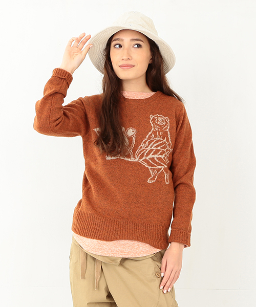 BEAMS BOY(ビームスボーイ)の「BEAMS BOY / 7ゲージ BOYジャカード クルーネック(ニット/セーター・レディース・グレー/オレンジ・ONE SIZE)」の1枚目の写真