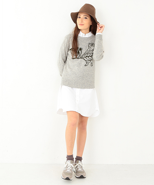 BEAMS BOY(ビームスボーイ)の「BEAMS BOY / 7ゲージ BOYジャカード クルーネック(ニット/セーター・レディース・グレー/オレンジ・ONE SIZE)」の10枚目の写真