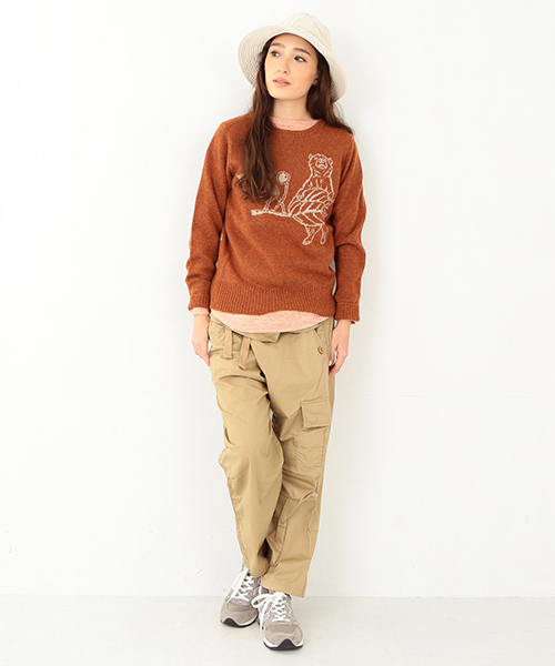 BEAMS BOY(ビームスボーイ)の「BEAMS BOY / 7ゲージ BOYジャカード クルーネック(ニット/セーター・レディース・グレー/オレンジ・ONE SIZE)」の11枚目の写真