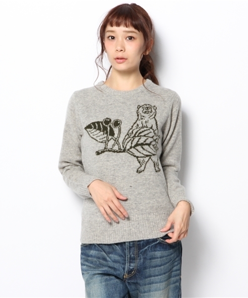 BEAMS BOY(ビームスボーイ)の「BEAMS BOY / 7ゲージ BOYジャカード クルーネック(ニット/セーター・レディース・グレー/オレンジ・ONE SIZE)」の12枚目の写真
