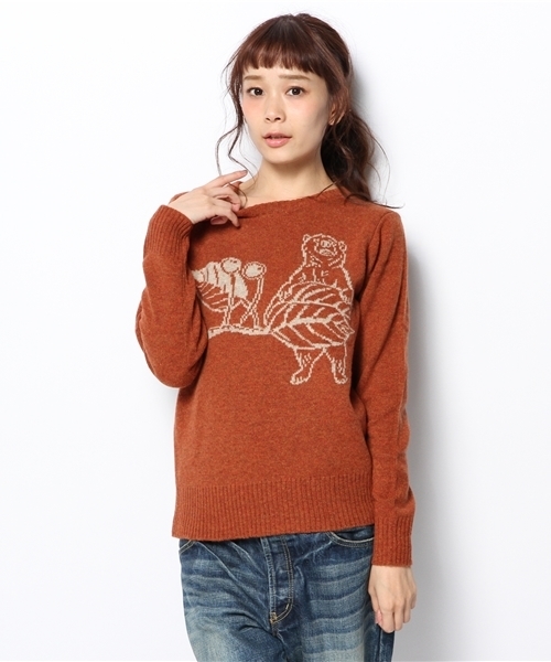 BEAMS BOY(ビームスボーイ)の「BEAMS BOY / 7ゲージ BOYジャカード クルーネック(ニット/セーター・レディース・グレー/オレンジ・ONE SIZE)」の13枚目の写真