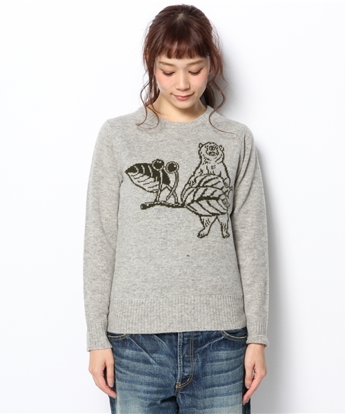 BEAMS BOY(ビームスボーイ)の「BEAMS BOY / 7ゲージ BOYジャカード クルーネック(ニット/セーター・レディース・グレー/オレンジ・ONE SIZE)」の8枚目の写真