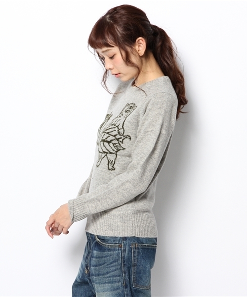 BEAMS BOY(ビームスボーイ)の「BEAMS BOY / 7ゲージ BOYジャカード クルーネック(ニット/セーター・レディース・グレー/オレンジ・ONE SIZE)」の9枚目の写真