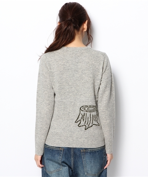 BEAMS BOY(ビームスボーイ)の「BEAMS BOY / 7ゲージ BOYジャカード クルーネック(ニット/セーター・レディース・グレー/オレンジ・ONE SIZE)」の3枚目の写真