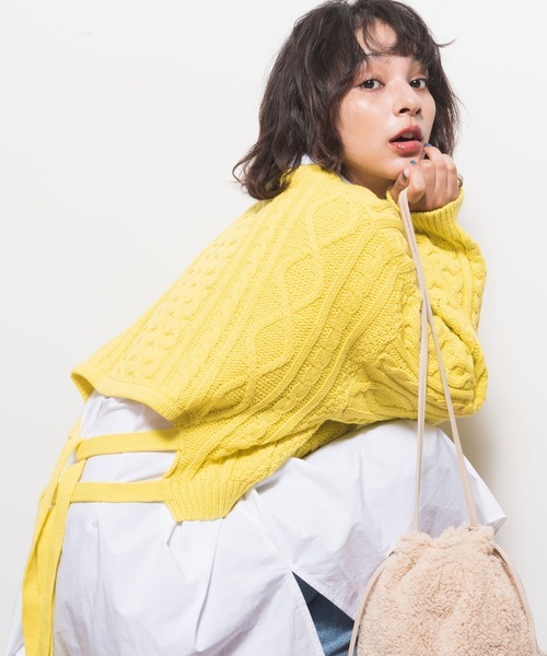 Rag Cie セール Rag アメリカンラグシー アラン柄 クロップドニット ニット セーター American トップス Rag Cie American レースアップ Cie アメリカンラグシー のファッション
