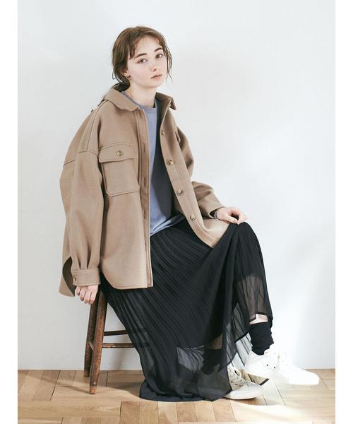 earth music&ecology(アースミュージックアンドエコロジー)の「CPOシャツアウター*(その他アウター・レディース・ベージュ/レッド系その他/ホワイト系その他2・FREE)」の7枚目の写真