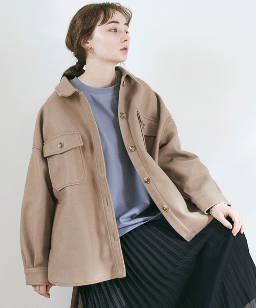 earth music&ecology(アースミュージックアンドエコロジー)の「CPOシャツアウター*(その他アウター・レディース・ベージュ/レッド系その他/ホワイト系その他2・FREE)」の3枚目の写真