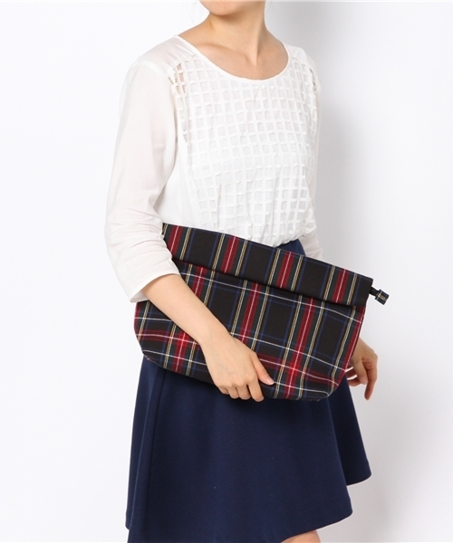 WEGO（ウィゴー）の「WEGO/チェックロールクラッチバッグ（クラッチバッグ・レディース・ネイビー/レッド・FREE）」の9枚目の写真