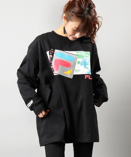 FILA HERITAGE（フィラヘリテージ）の「【FILA heritage × STAPLE】ダブルネーム ステイプルコラボ フロントオリジナルロゴプリント 長袖Tシャツ ロンT（Tシャツ/カットソー・メンズ・ブラック/ブラック系その他/ホワイト/ホワイト系その他・M/L/2XL/XL/S）」の4枚目の写真