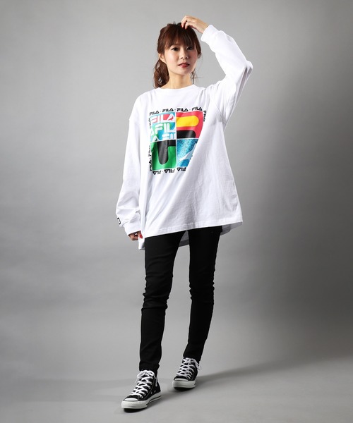 FILA HERITAGE（フィラヘリテージ）の「【FILA heritage × STAPLE】ダブルネーム ステイプルコラボ フロントオリジナルロゴプリント 長袖Tシャツ ロンT（Tシャツ/カットソー・メンズ・ブラック/ブラック系その他/ホワイト/ホワイト系その他・M/L/2XL/XL/S）」の6枚目の写真