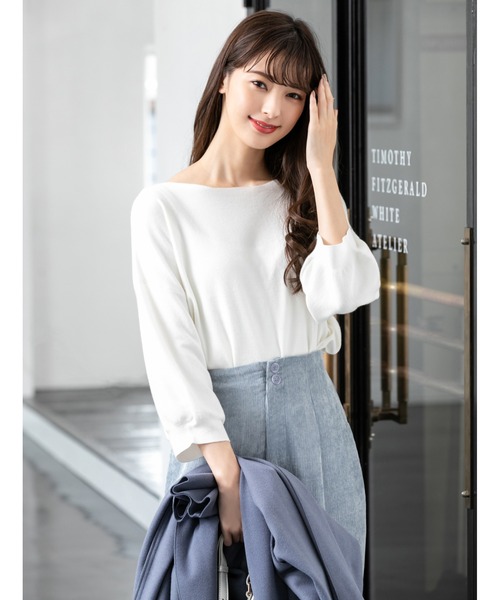 fifth（フィフス）の「シルキータッチボリュームスリーブニット（ニット/セーター・レディース・ネイビー/レッド/ホワイト/グレー・MEDIUM）」の21枚目の写真