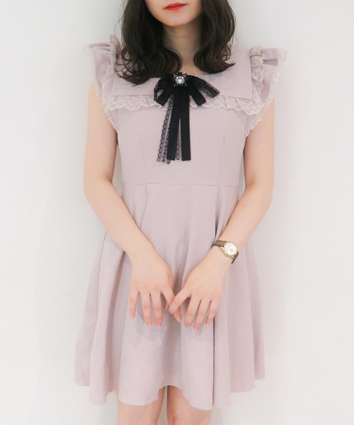 ROJITA（ロジータ）の「ラッフルスリーブブローチ付きOP（ワンピース・レディース・ブラック/グレー/ピンク・FREE）」の22枚目の写真