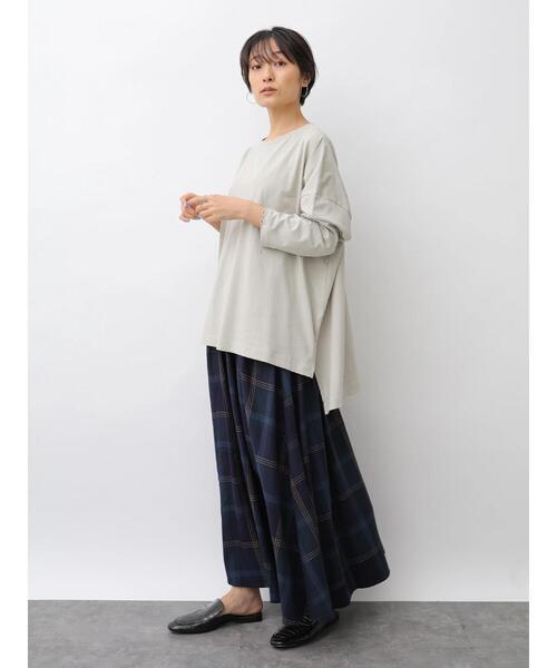 AMERICAN HOLIC(アメリカンホリック)の「前後差クルーネックカットチュニック *(Tシャツ/カットソー・レディース・ライトグレー/ブラック/オフホワイト/マスタード/モカ・FREE)」の17枚目の写真