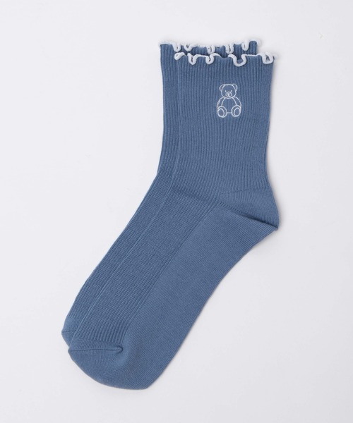 WEGO（ウィゴー）の「WEGO/ベア刺繍フリルソックス（ソックス/靴下・レディース・ホワイト/ブラック/ブルー/ライトブラウン・FREE）」の4枚目の写真