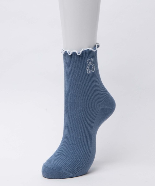 WEGO（ウィゴー）の「WEGO/ベア刺繍フリルソックス（ソックス/靴下・レディース・ホワイト/ブラック/ブルー/ライトブラウン・FREE）」の8枚目の写真