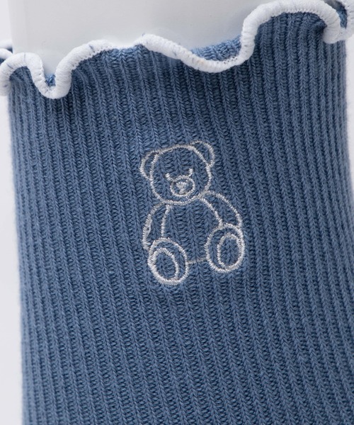 WEGO（ウィゴー）の「WEGO/ベア刺繍フリルソックス（ソックス/靴下・レディース・ホワイト/ブラック/ブルー/ライトブラウン・FREE）」の5枚目の写真