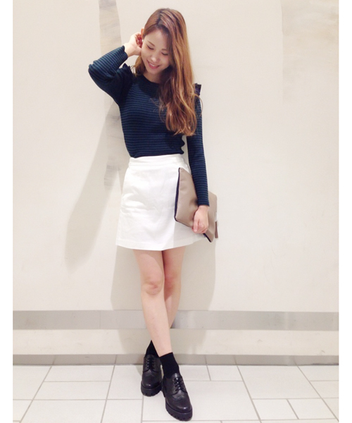 Chico（チコ）の「ボックスSK（スカート・レディース・ホワイト/ダークグリーン/ネイビー・FREE）」の2枚目の写真