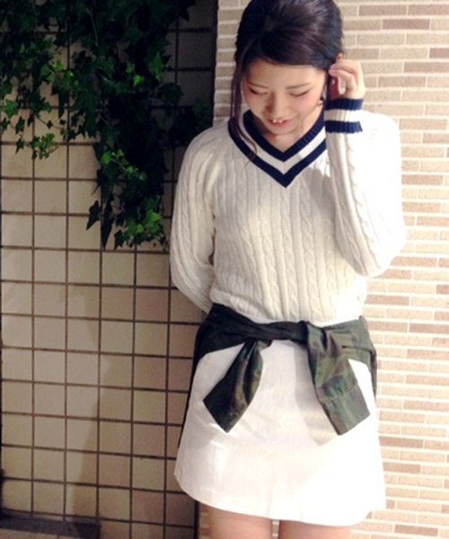 Chico（チコ）の「ボックスSK（スカート・レディース・ホワイト/ダークグリーン/ネイビー・FREE）」の6枚目の写真