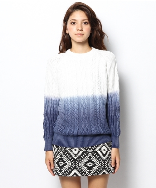 Planet blue world（プラネットブルーワールド）の「ｵﾝﾌﾞﾚｰ地柄ﾆｯﾄﾌﾟﾙｵｰﾊﾞｰ【Planet blue world】（ニット/セーター・レディース・ネイビー・MEDIUM）」の3枚目の写真