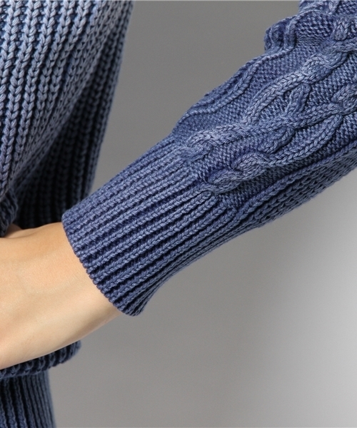 Planet blue world（プラネットブルーワールド）の「ｵﾝﾌﾞﾚｰ地柄ﾆｯﾄﾌﾟﾙｵｰﾊﾞｰ【Planet blue world】（ニット/セーター・レディース・ネイビー・MEDIUM）」の8枚目の写真