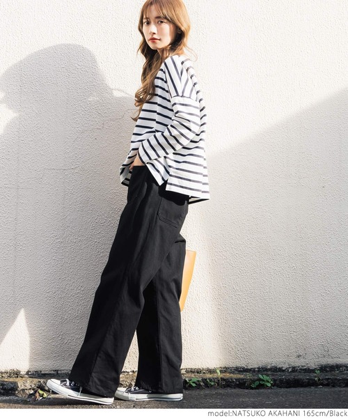 coca(coca)(コカ)の「チノバギーパンツ(チノパンツ・レディース・ブラック/アイボリー・ONE SIZE)」の7枚目の写真