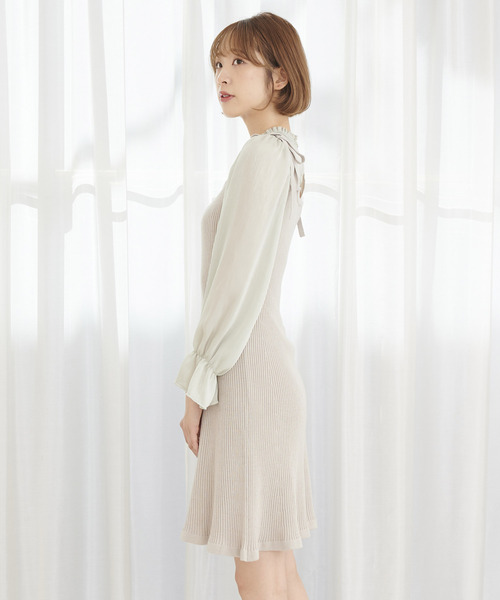 TITTY&CO.（ティティーアンドコー）の「ラメシフォンドッキングワンピース（ワンピース・レディース・ライトブルー/ブラック/ライトグリーン・SMALL/MEDIUM）」の6枚目の写真